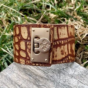 NEW Patricia Nash Jocelyn Brown Bronze Leather Cuff Bracelet